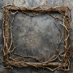 Poster - frame made of dry branches.