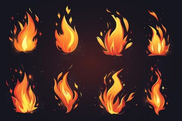 Wall Mural - Flames and sparks on a black surface, useful for representing danger or passion