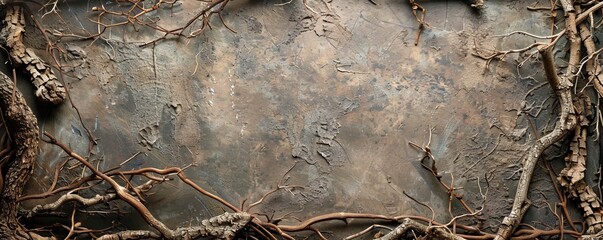 Canvas Print - frame made of dry branches.