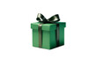 © FrameFinesse - Green gift box with dark green ribbon isolated on transparent background cutout