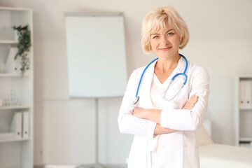 Wall Mural - Portrait of female doctor at hospital