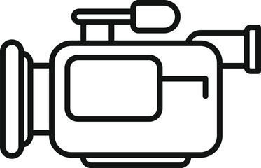 Poster - Simple line art illustration of a video camera, ideal for representing filmmaking and video production