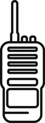 Sticker - Black and white vector illustration of a walkie talkie silhouette drawing. A simple and minimal graphic clip. Representing a two way communication device used in various fields such as construction