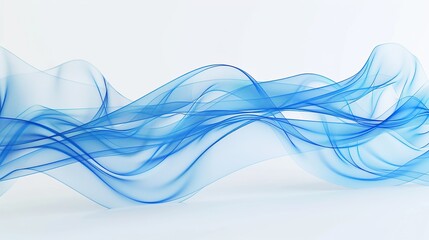 Wall Mural - gentle azure wave abstract pattern, clear and light, isolated on a white backdrop