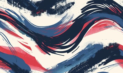 Wall Mural - A background pattern with the colors of navy blue, white and red in an abstract brushstroke representing team unity for sports events or company branding Generative AI
