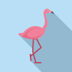 Wall Mural - Minimalist vector illustration of a pink flamingo walking with its long legs