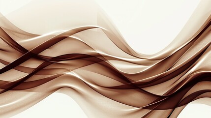 Wall Mural - gentle sepia wave abstract pattern, vintage and warm, isolated on a white backdrop
