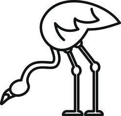 Wall Mural - Simple line illustration of a flamingo standing on long legs