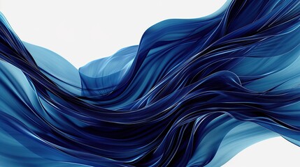 Wall Mural - Rich midnight blue wave abstract background, mysterious and profound, isolated on white