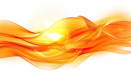 Wall Mural - rich sunset orange wave abstract background, warm and glowing, isolated on white