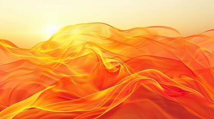Wall Mural - rich sunset orange wave abstract background, warm and glowing, isolated on white