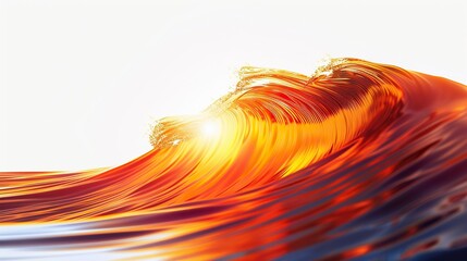 Wall Mural - rich sunset orange wave abstract background, warm and glowing, isolated on white