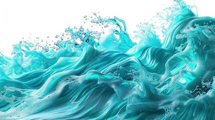 Wall Mural - rich turquoise wave abstract background, deep and refreshing, isolated on white