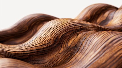 Wall Mural - rich walnut wave abstract background, deep and nutty, isolated on white