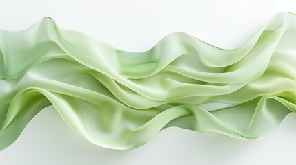 Wall Mural - soft pistachio green wave abstract design, light and airy, isolated on a white backdrop