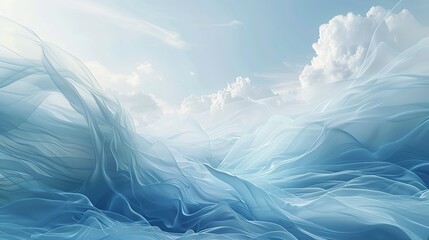 Wall Mural - soft sky blue wave abstract design, calm and expansive, isolated on a white backdrop