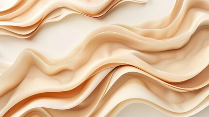 Wall Mural - Soft tan wave abstract pattern, neutral and soothing, isolated on a white backdrop