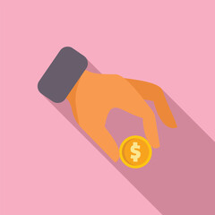 Poster - Hand is picking up a gold coin in a conceptual image about earning money