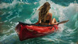 © Nabeel - Young lady paddling hard realistic