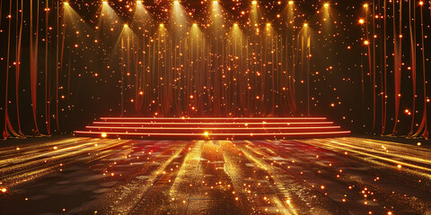 Poster - The stage shimmers with golden sparkles, awaiting the star grand entrance