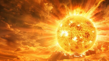 Poster - Stunning image of the sun with intense solar flares and explosions. Showcasing the power of solar activity and its impact on space weather.