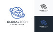 © sang - Global technology vector logo icon template with connection concept