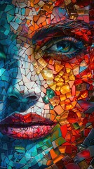 Wall Mural - mosaic face potrait