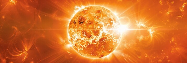 Poster - Intense solar eruption with bright flares and magnetic storms on the sun's surface. Capturing the powerful energy and cosmic phenomena of the sun