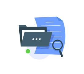 Fototapete - Office folder with documents, searching file directory, search,flat design icon vector illustration
