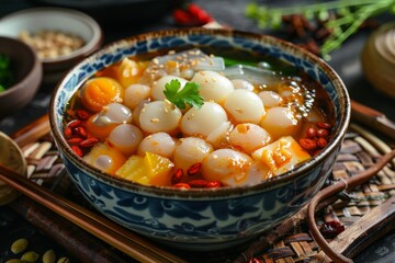 Wall Mural - Chinese sweet soup with various ingredients
