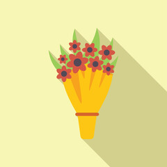 Poster - Bouquet of red flowers wrapped in yellow paper, representing love and affection