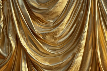 Canvas Print - Gold fabric texture like a waving curtain