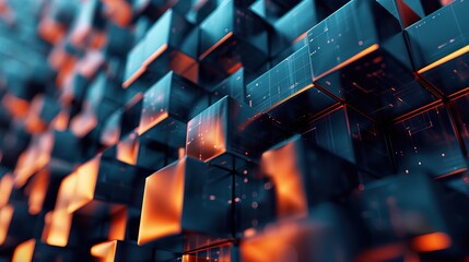 Futuristic technology abstract lines and grid in virtual space from The concept of digital technology and the Internet. AI generated illustration