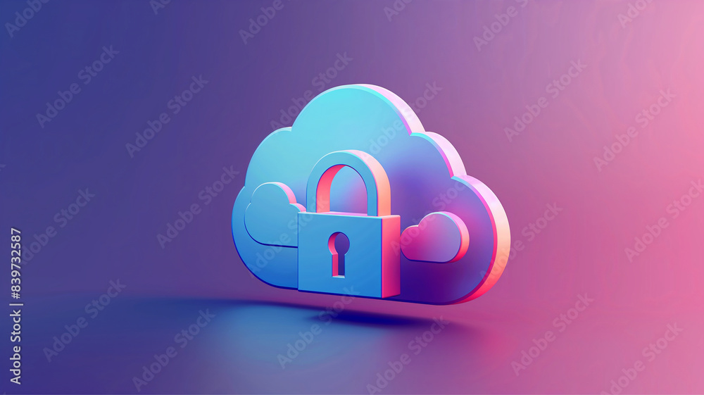 Abstract illustration of cloud security services, stylized cloud icon ...