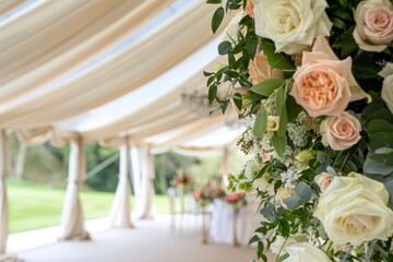 Wall Mural - Marquee decorated with rose bouquets