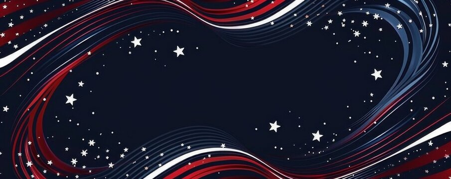 Blue background with red and white stripes, stars and american flag pattern, American holiday concept Generative AI