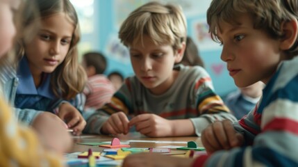 A group of children playing memory games as part of a schoolbased cognitive training program