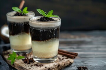 Canvas Print - Popular drink during Ramadan made with grass jelly coconut milk and sugar