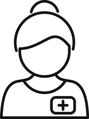 Wall Mural - Female medical professional wearing a badge is depicted in simple line art