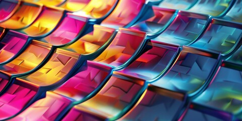 Poster - Close-Up of Colorful Metallic Tiles in an Abstract Pattern
