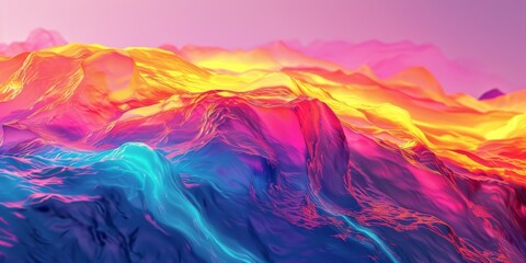 Aufkleber - Abstract Holographic Mountains With Rainbow Colors