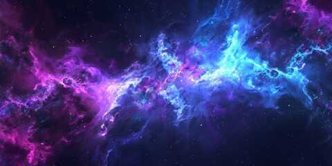 Abstract Blue And Purple Neon Glow Nebula Background