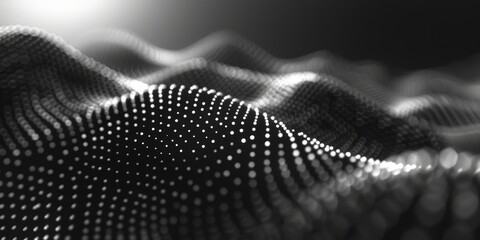 Poster - Abstract Black And White Wave of Dots and Lines
