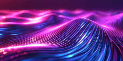Poster - Abstract Neon Iridescent Wave Texture With Defocused Glow