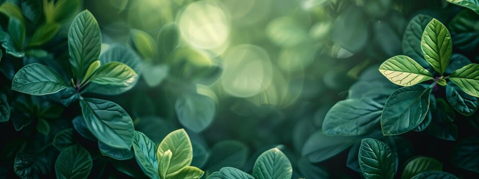 Natural Background Border with Fresh Juicy Leaves