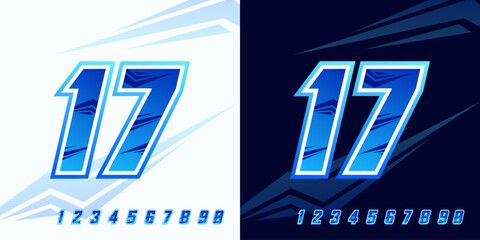 Sticker - number 17 racing and automotive for, racing, sports jersey with racing effects