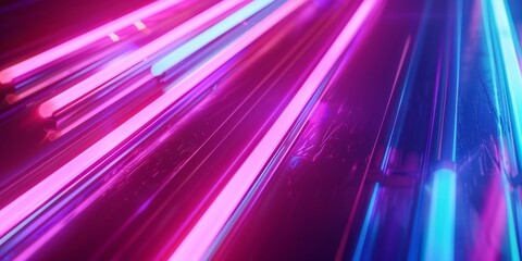 Poster - Vibrant Neon Gradient Lines in a Dark Setting