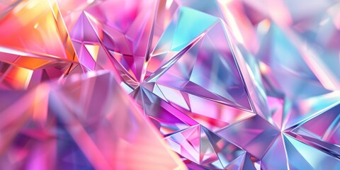 Poster - Holographic Geometric Shapes With a Rainbow of Colors
