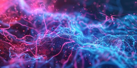 Poster - Abstract Techno Organic Texture in Vibrant Blue and Pink Hues