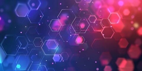 Poster - Abstract Geometric Hexagon Background With Glowing Lights